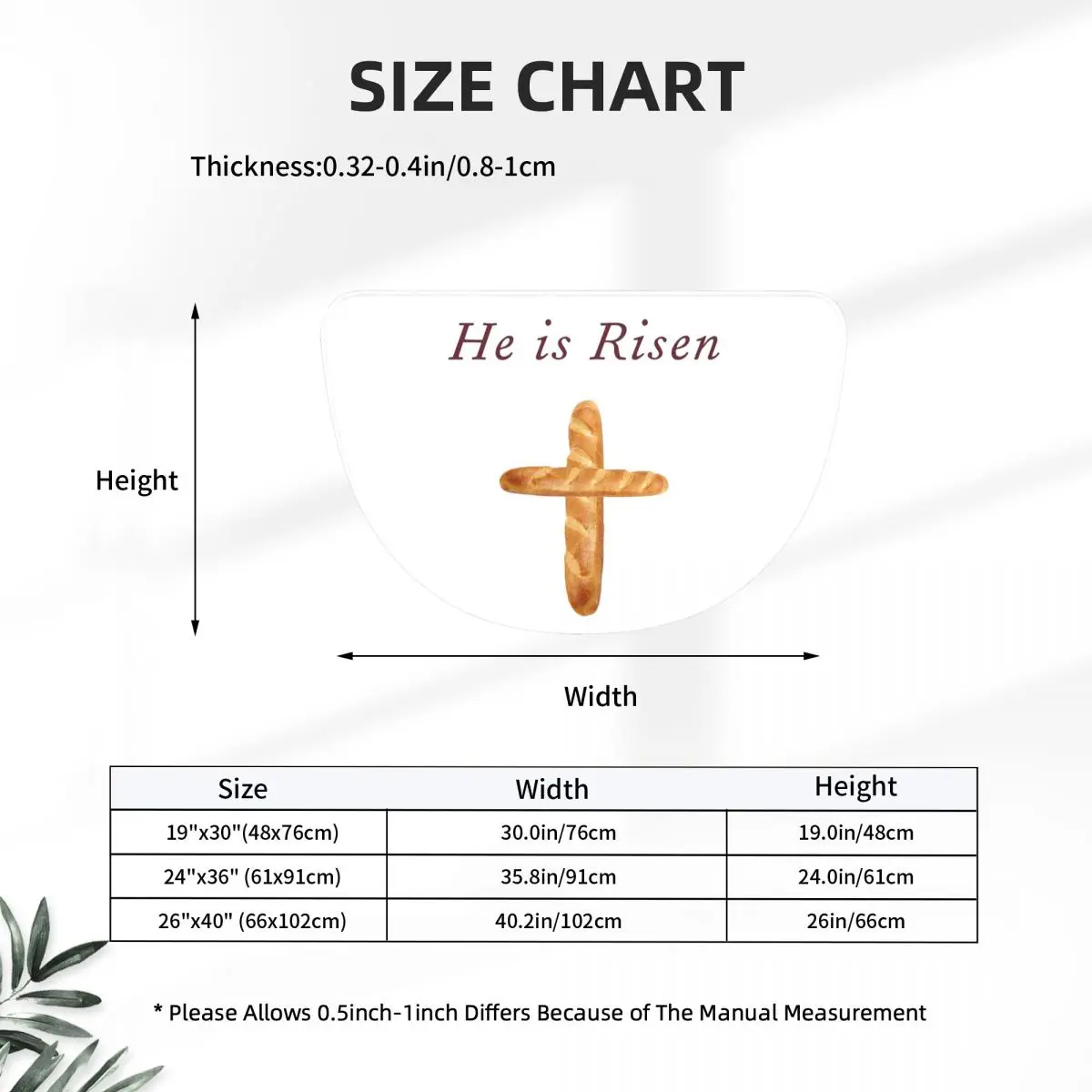 He Is Risen, Shirley's Bread Apron (Community) Soft Half Round Doormat Non Slip Bathroom Mat Absorbent Floor Carpet for Garage
