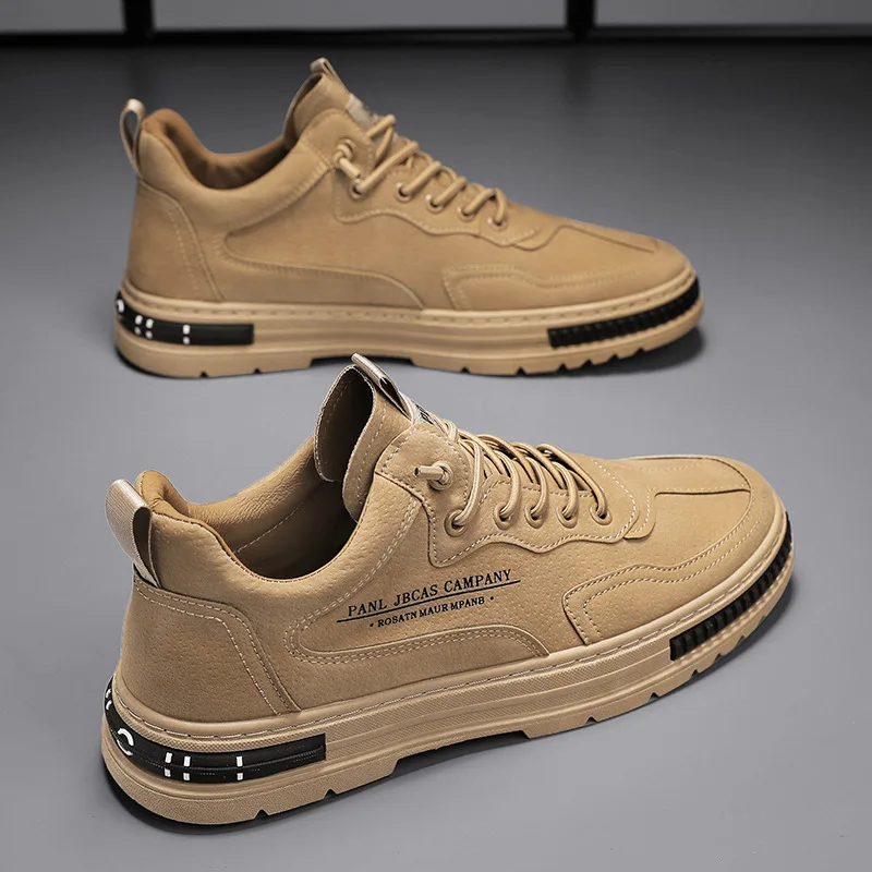 Trend Men Sneakers Outdoor Non-slip Hiking Shoes for Men Comfortable Casual Work Shoes Luxury Platform Men Ankle Boots 2026 New