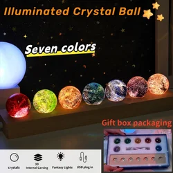 Romantic retro luminous crystal ball desktop ornaments colorful glazed beads birthday gift decorations night light