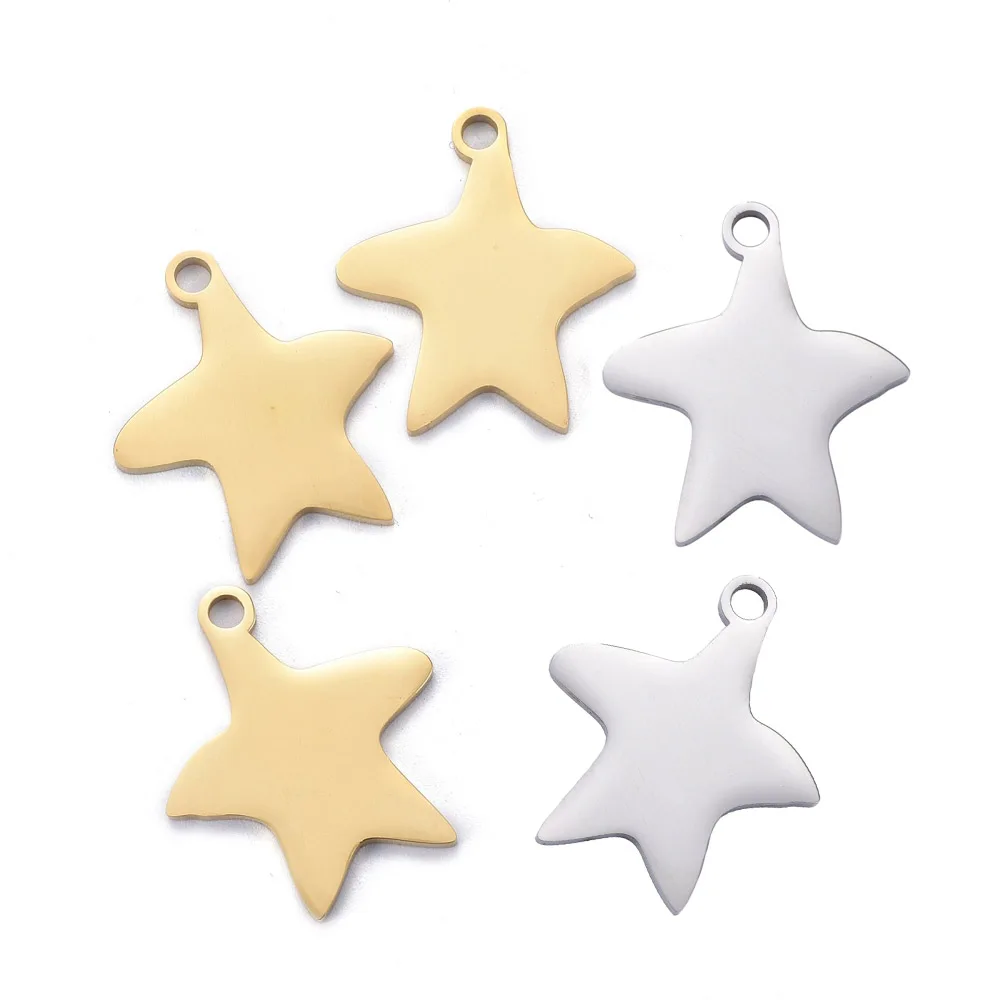 

10pcs 304 Stainless Steel Starfish Pendants Blank Stamping Tags Charms Pendant for jewelry making DIY bracelet necklace earring