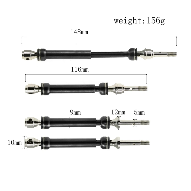 4PCS Metallo CVD Regolabile Anteriore E Posteriore Albero di Trasmissione Per TRAXXAS Slash HQ727 1/10 RC Auto Pezzi di Ricambio Accessori