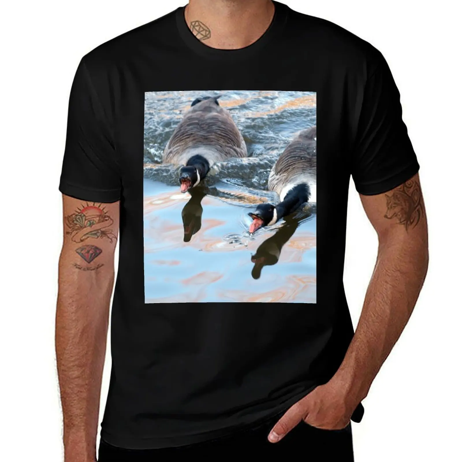 Noisy Canadian Geese T-Shirt Basic Breathable Solid Color T-Shirt