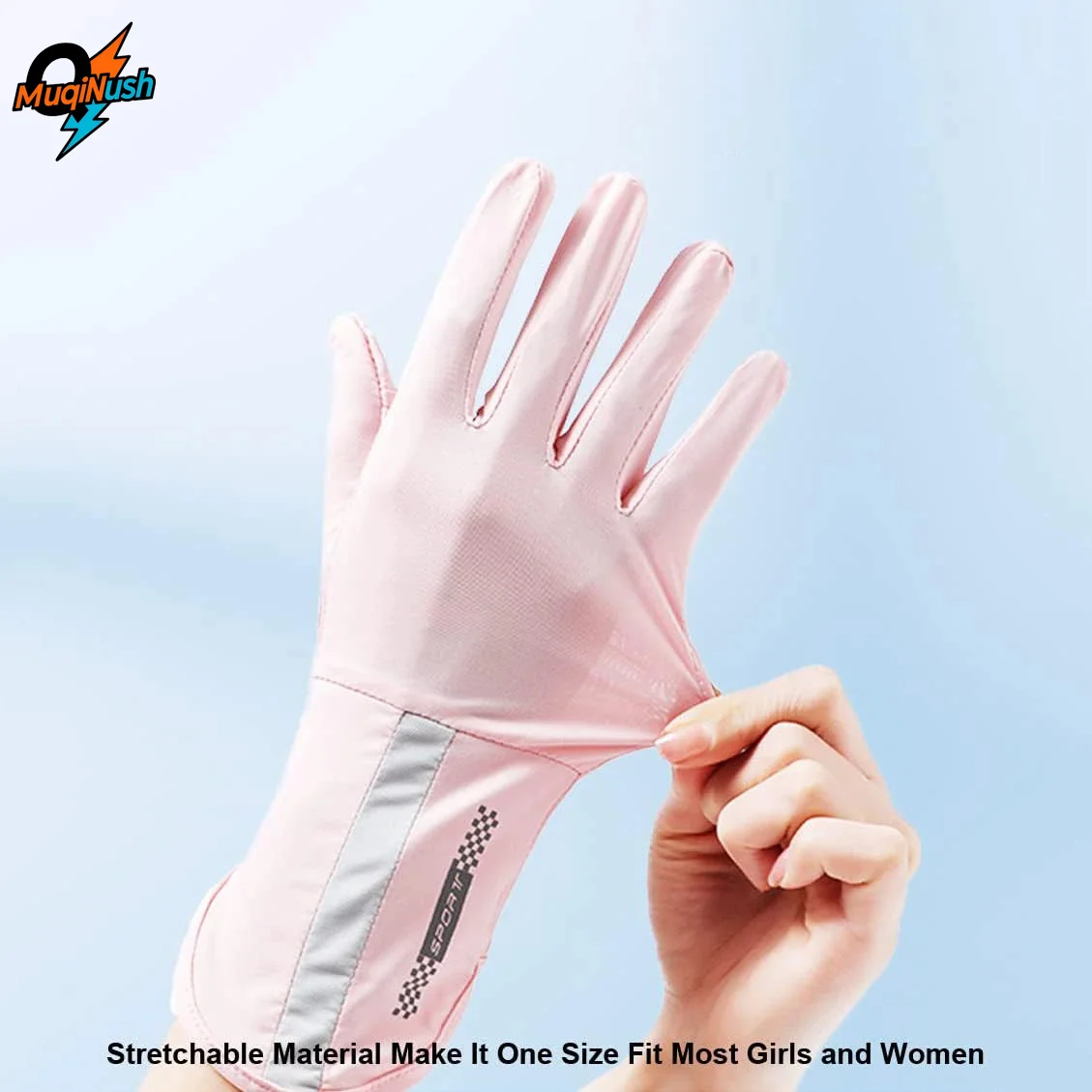 

MuqiNush 1 Pair Women's UV Resistant Sunscreen Gloves with Full Finger Touch Screen Anti Slip Breathable for Driving Cycling