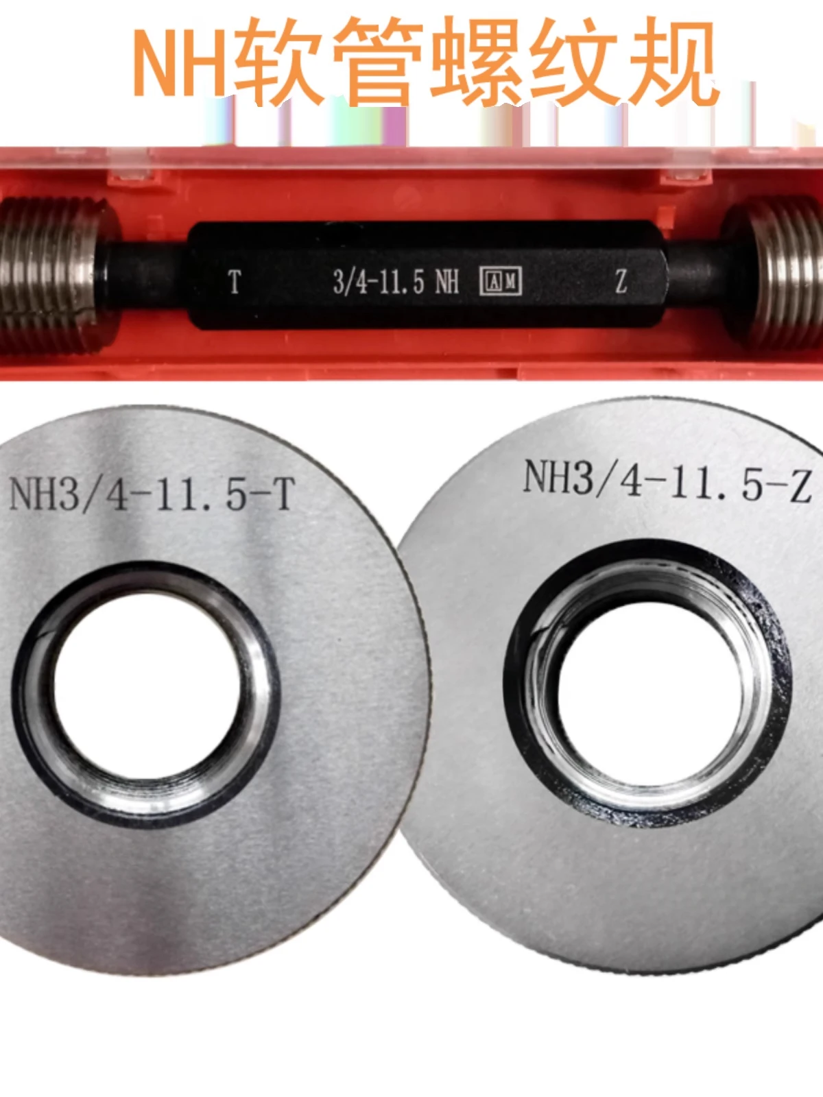 Fire Hose Connector Thread Ring Gauge Plug Gauge NH3/4 NH1-1/2 NH3 NH1/2 Hose Thread Gauge GO NOGO