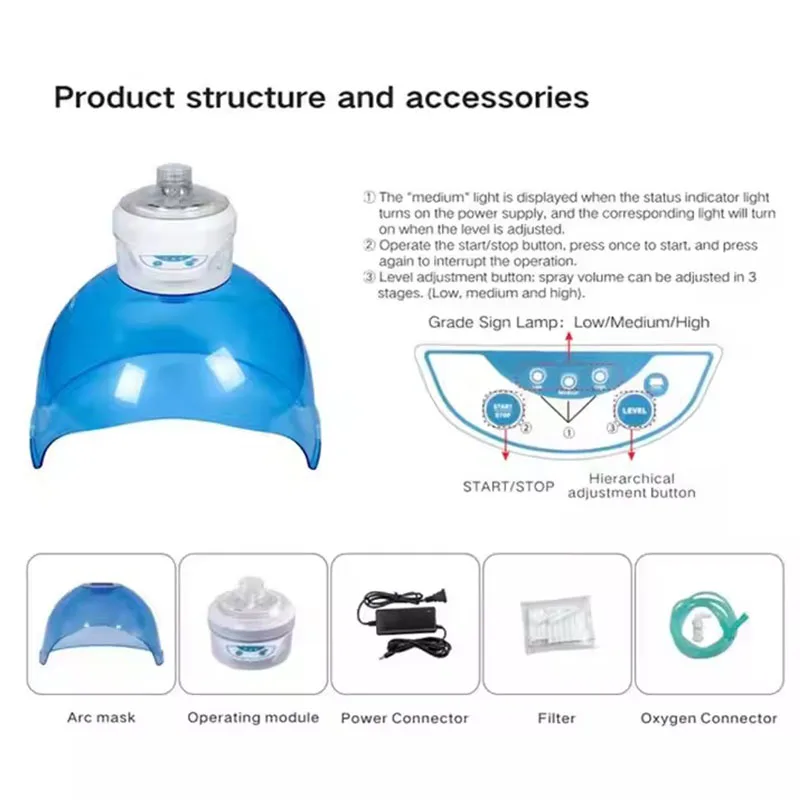 Beauty Spa O2toDerm Skin Rejuvenation Hyperbaric Facial Care Mask Skin Care Oxygen Jet Oxygen Sprayer Hydrogen Oxygen Machine