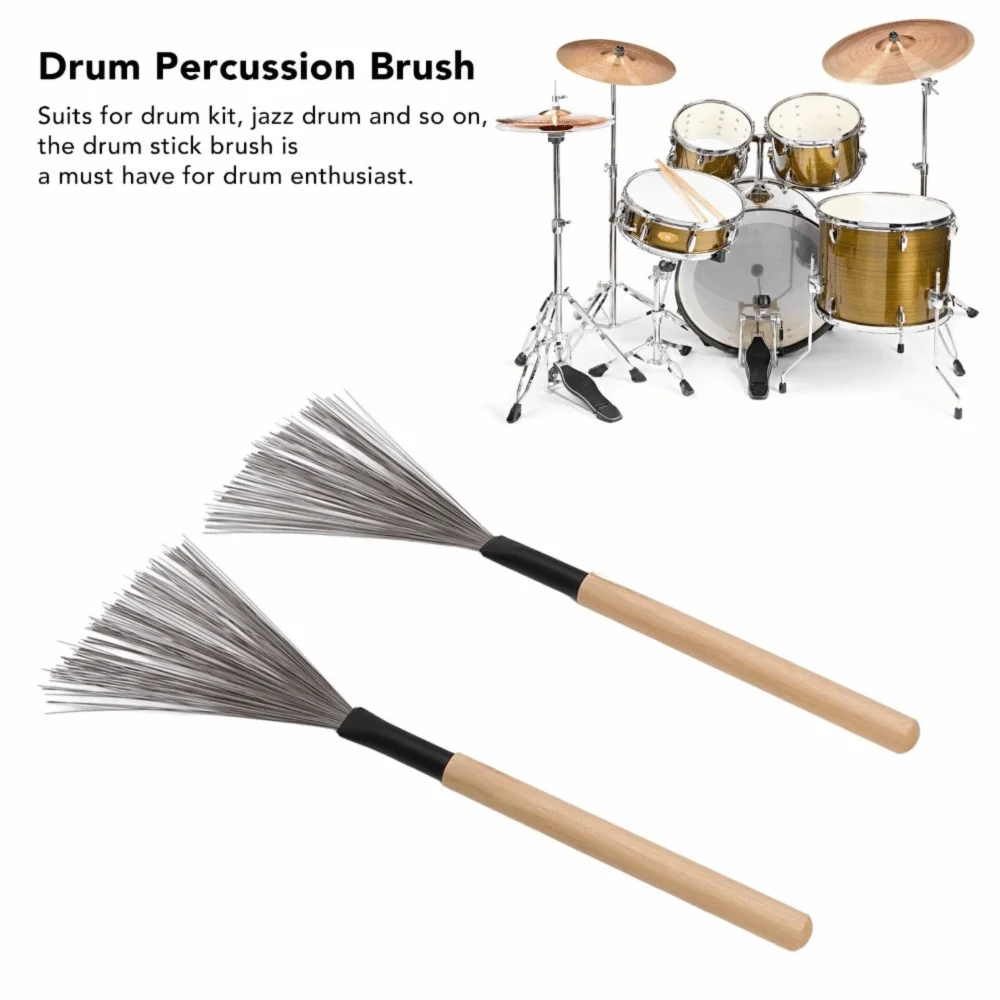 Lightweight Steel Wire​ Drum Brush Wooden Handle​ ​Wood Color ​Percussion Tool​ ​Performance Accessory​ ​Drum Stick Brushes​