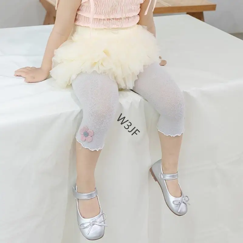 

W3JF Girls Capris Pants 2024 Thin Tights Cotton Mesh Baby Leggings Socks Toddlers Pantyhose Cropped Pants