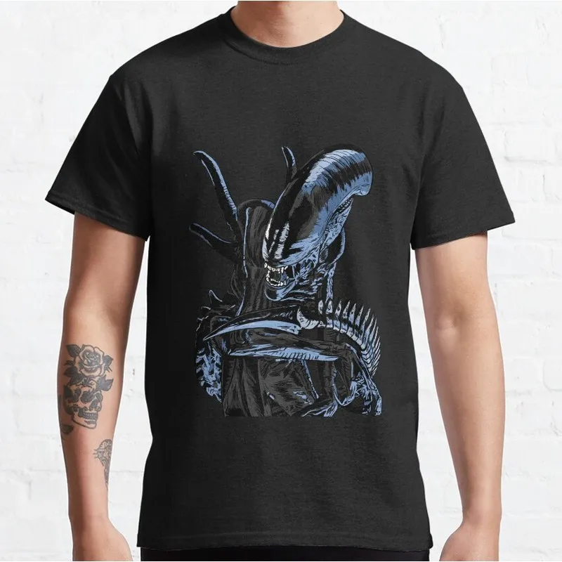 Alien Movie Graphic T‑Shirt Vintage Sci‑Fi Horror Xenomorph Print Tee Unisex Short Sleeve Casual Streetwear S-6XL