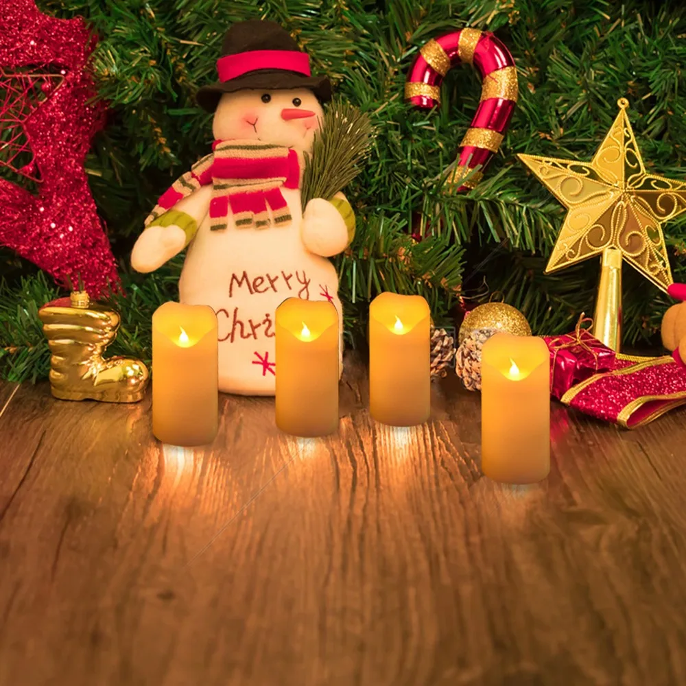 Warm Yellow Lighting LED Candles With Base Battery Operated Electric Candle Flame Effect Remote Control Table Decor Candle
