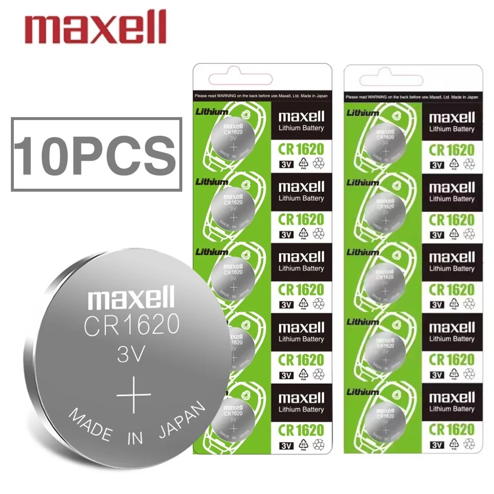 10PCS Original-MAXELL CR1620 3V ECR1620 Lithium Battery CR 1620 for Control Watch Motherboard Scale Button Coin Cells