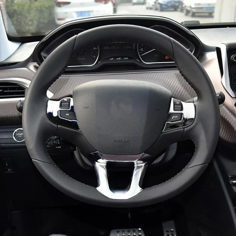 ABS Auto-Lenkrad Dekorationsabdeckung Zierleiste Aufkleber für Peugeot 2008 208 308 2014 2015 2016 2017 2018 Innenraum-Zubehör – Detail 2
