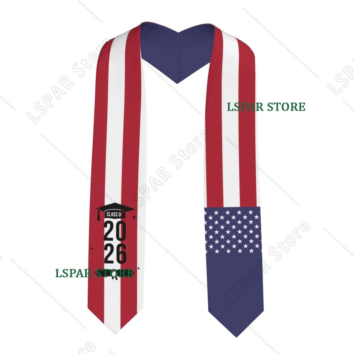 Class Of 2026 United States USA Flag Graduation Stole Sash Scarf For International Students Proud 183CM Long