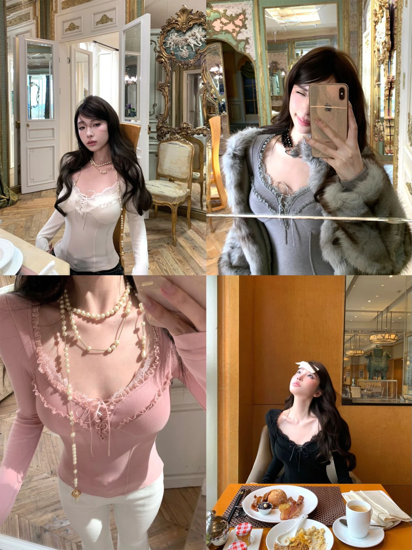 

Женская трикотажная футболка FuunJ с кружевными вставками и узелками, повседневная свободная майка-база с длинными рукавами и полосатым узором