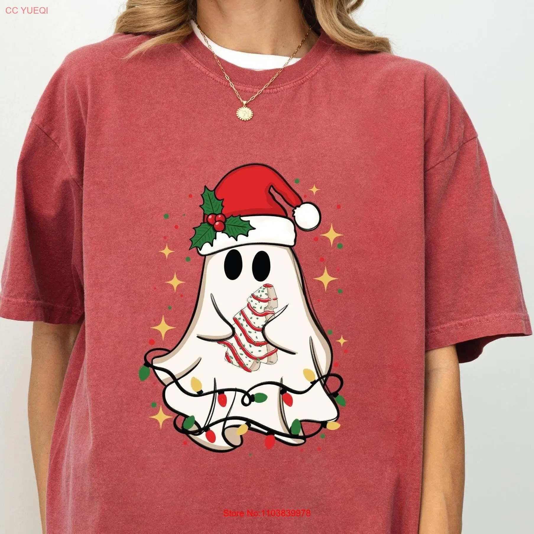 Рождественская футболка Ghost Cookie Gingerbread Group Santa с длинными или короткими рукавами