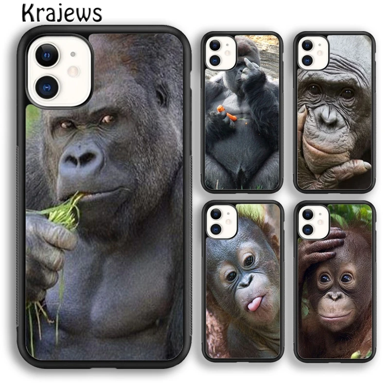 Krajews CUTE ORANGUTAN monkey BABY funny Phone Case For iPhone 16 15 SE2020 14 6 7 8 plus 11 12 13 pro max coque Shell Fundas