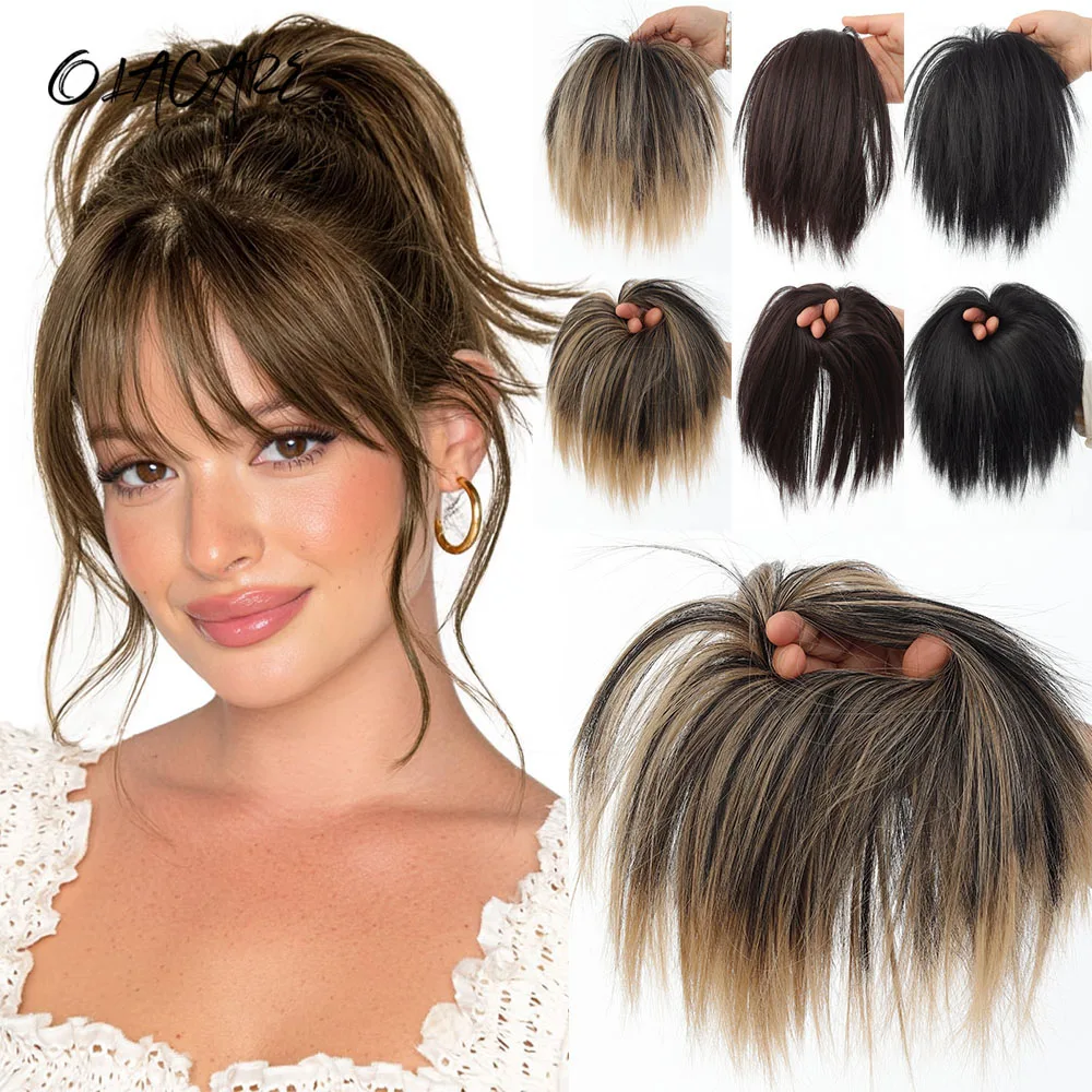 OLACARE Synthetic Messy Straight Hair Bun Extensions Elastic Band Fluffy Hair Chignon Scrunchy Wrap Updo False Hairpiece Women