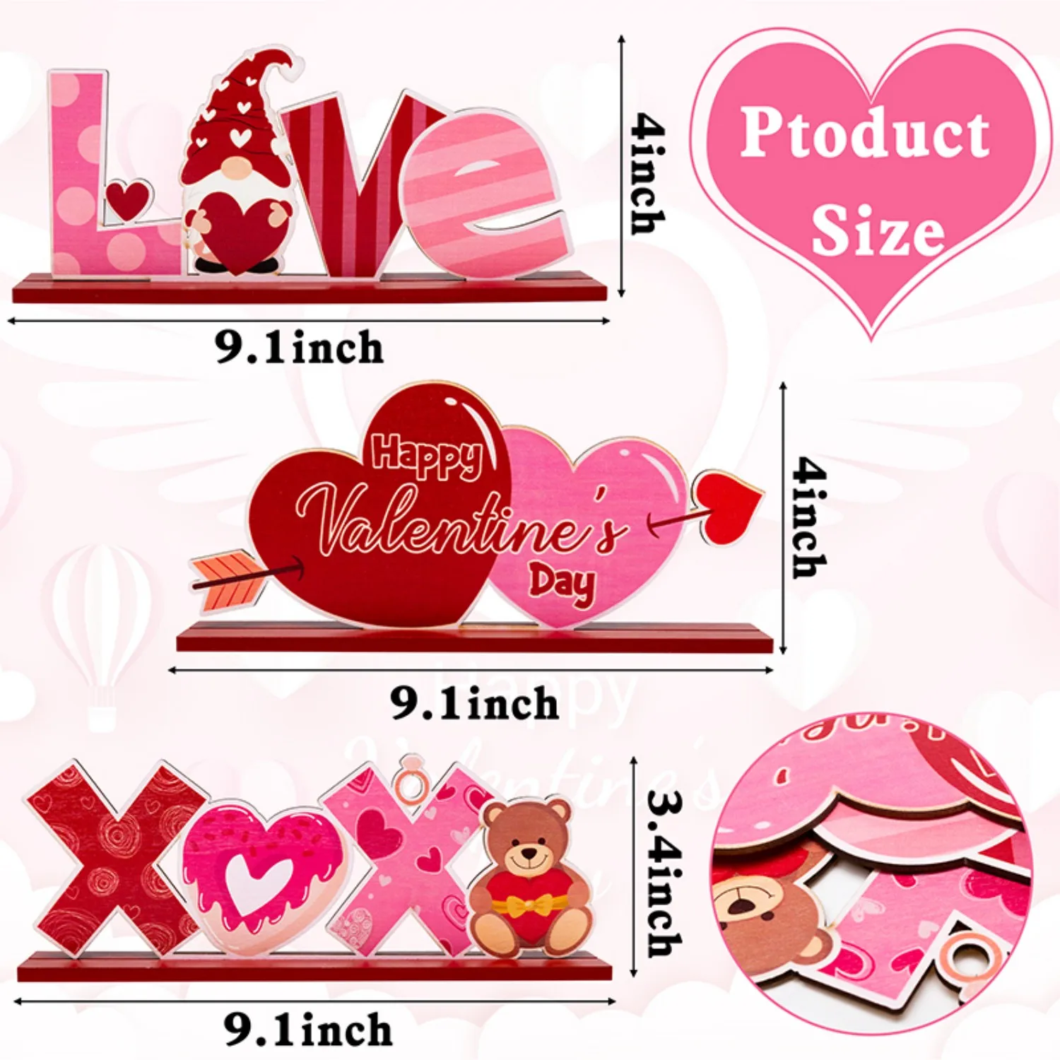 3Pcs Love Letter Table Centerpieces for Happy Valentine's Day Party Decor Dating Desktop Ornaments Creative Gifts For Couple