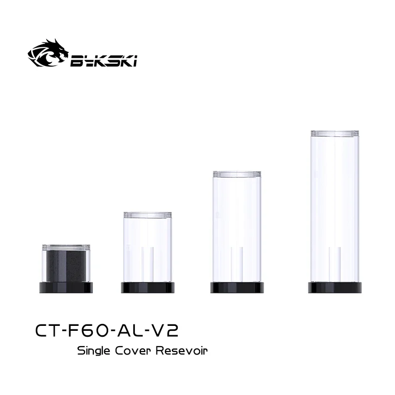 Bykski CT-F60-AL-V2 60MM/100MM/150MM/200MM 3 Holes Single Cover Transparent Cylinder Reservoir,Water Tank Compatible Multi Pump