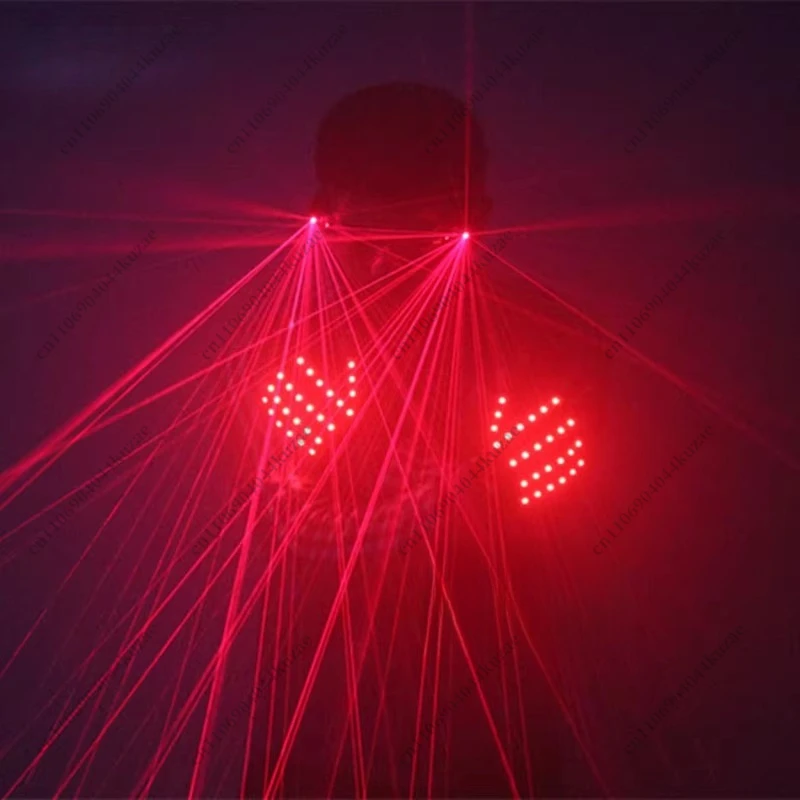 Red & green laser glowing glasses, party light-up gloves for bar, disco and live streaming