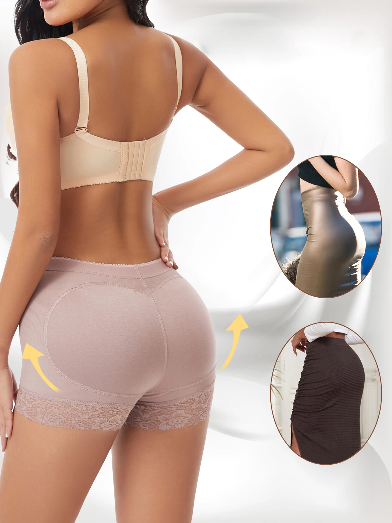 5 قطعة النساء بعقب رافع اللباس الداخلي وهمية الأرداف محدد شكل الجسم مبطن اللباس الداخلي سيدة رفع بوم عالية الخصر البطن تحكم الورك سراويل