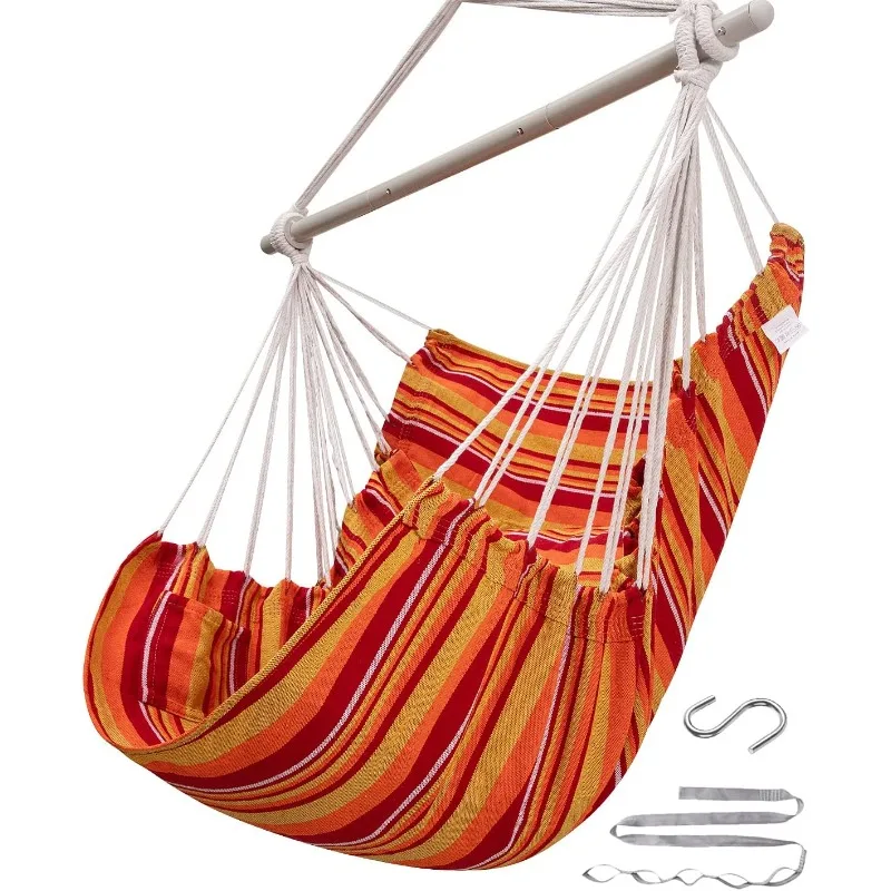 

Hammock Chair Swing (500 lbs Max) - Hanging Hammock Chair Rope Swing Indoor for Bedroom, Outdoor, Patio, Bedroom, Porch, Deck -