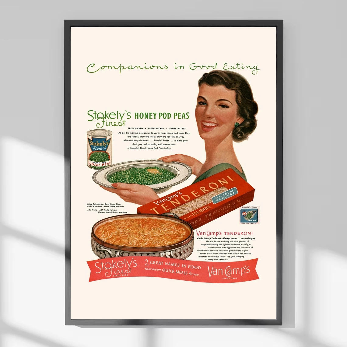 IMPRESTO VINTAGE COOKING - Póster de pasta, póster de guisantes, cartel de espagueti, cartel de cena, decoración de pared de Kichen retro, años 50