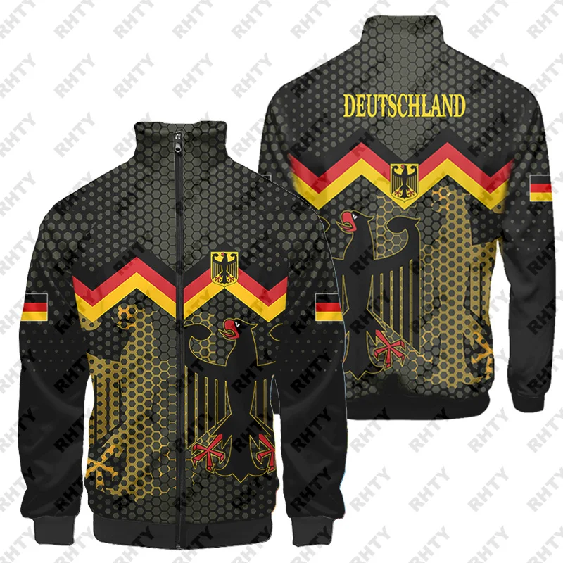 Germany 1960's Retro Futebol Jacket Tracksuit Mens Black Deutschland Coat Of Arms Varsity Jacket Custom Unisex Fans Team Uniform