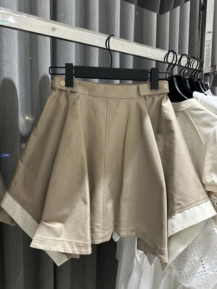 

Casual A-Line Skirt Women's Color High Waist Cotton Summer 2025 Commute Sle Ele Loose Fit ort Skirt