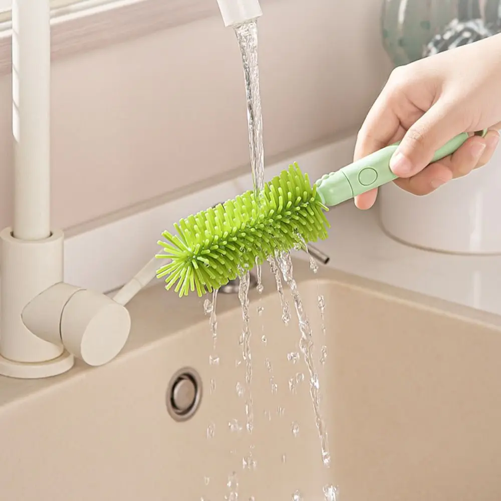 Convenient Baby Bottle Brush Set Long Handle 360 Degree Rotation Washing Tool Set with Stand Water Bottle Cleaner