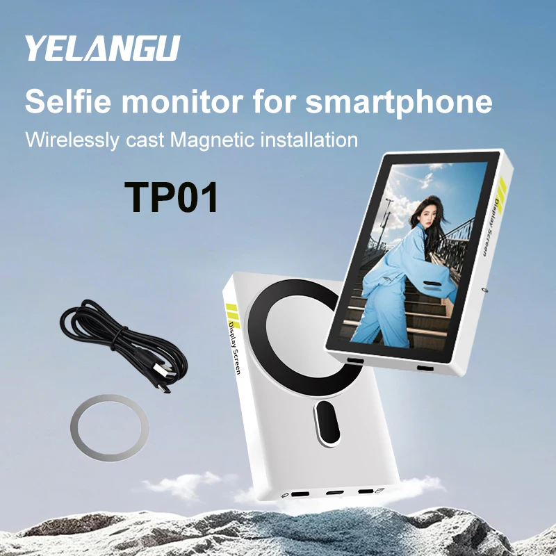YELANGU TP01 모니터 화면 화웨이 IOS 안드로이드 전화 후면 카메라 무선 자기 Selfie 모니터 화면 VS Fotorgear MS01
