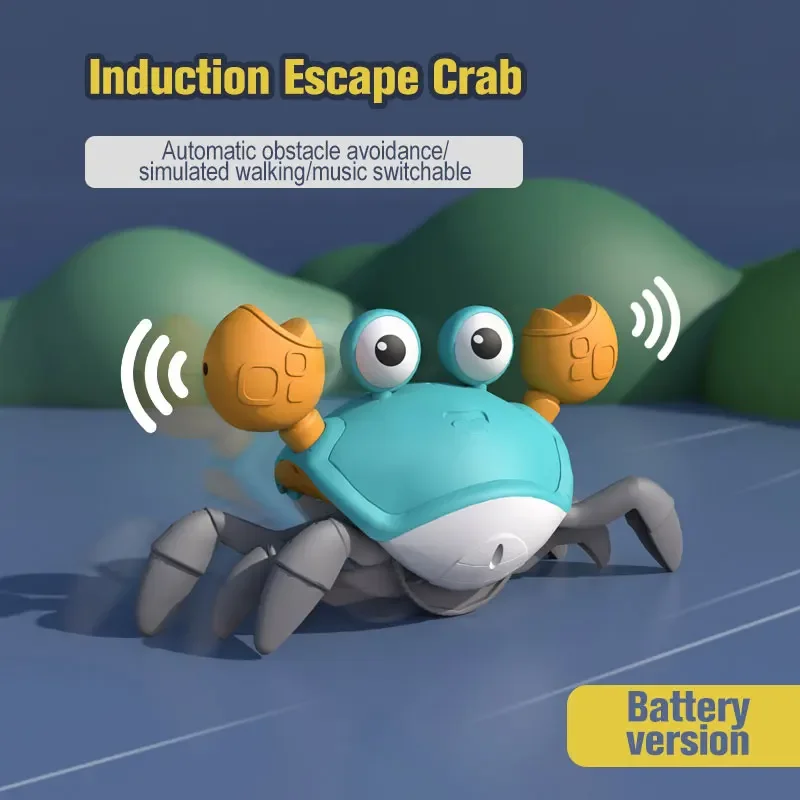 Dancing Crab Toy for Babies Crawling Interactive Escape Crabs Walking with Music Automatically Avoid Obstacles Toys