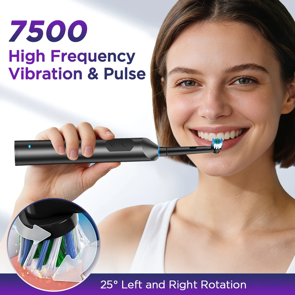 Rotating Electric Toothbrush 3D Deep Clean Rechargeable Toothbrush for Adults 5 Modes Rotary With 4 Replacement Brush Heads