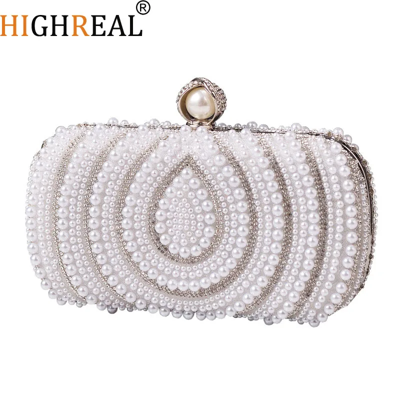 

Full Pearl/Diamonds Evening Bags New Women Banquet Handbags Acrylic Rhinestones Clutch Purse Party Prom Wedding Box Handbags Sac
