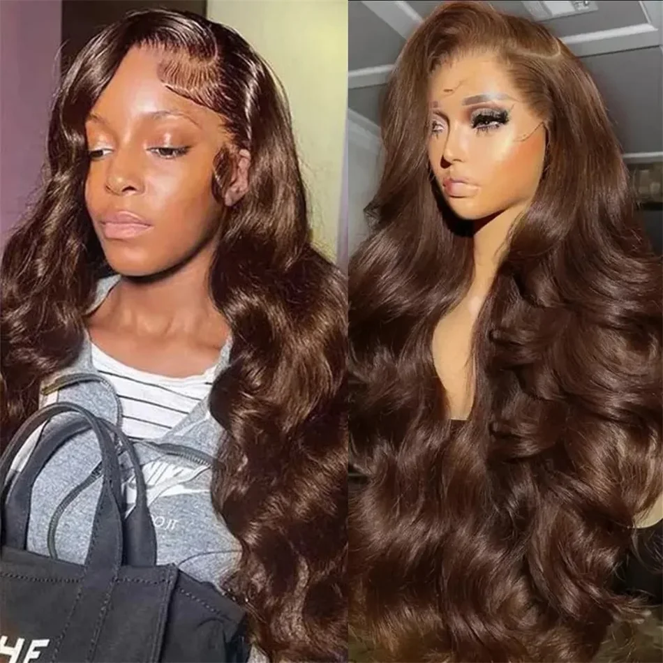 

Chocolate Brown Lace Front Wigs Body Wave HD 13x6 30 Inch Transparent Lace Frontal Wig 100% Human Hair Colored Human Hair Wigs