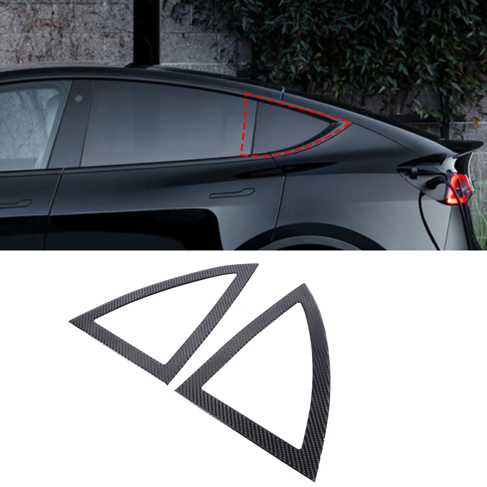 

For Tesla Model 3 Y 2021-2022 Soft Carbon Fiber Car Rear Window Louvers Triangle Trim Panel Auto Exterior Accessories