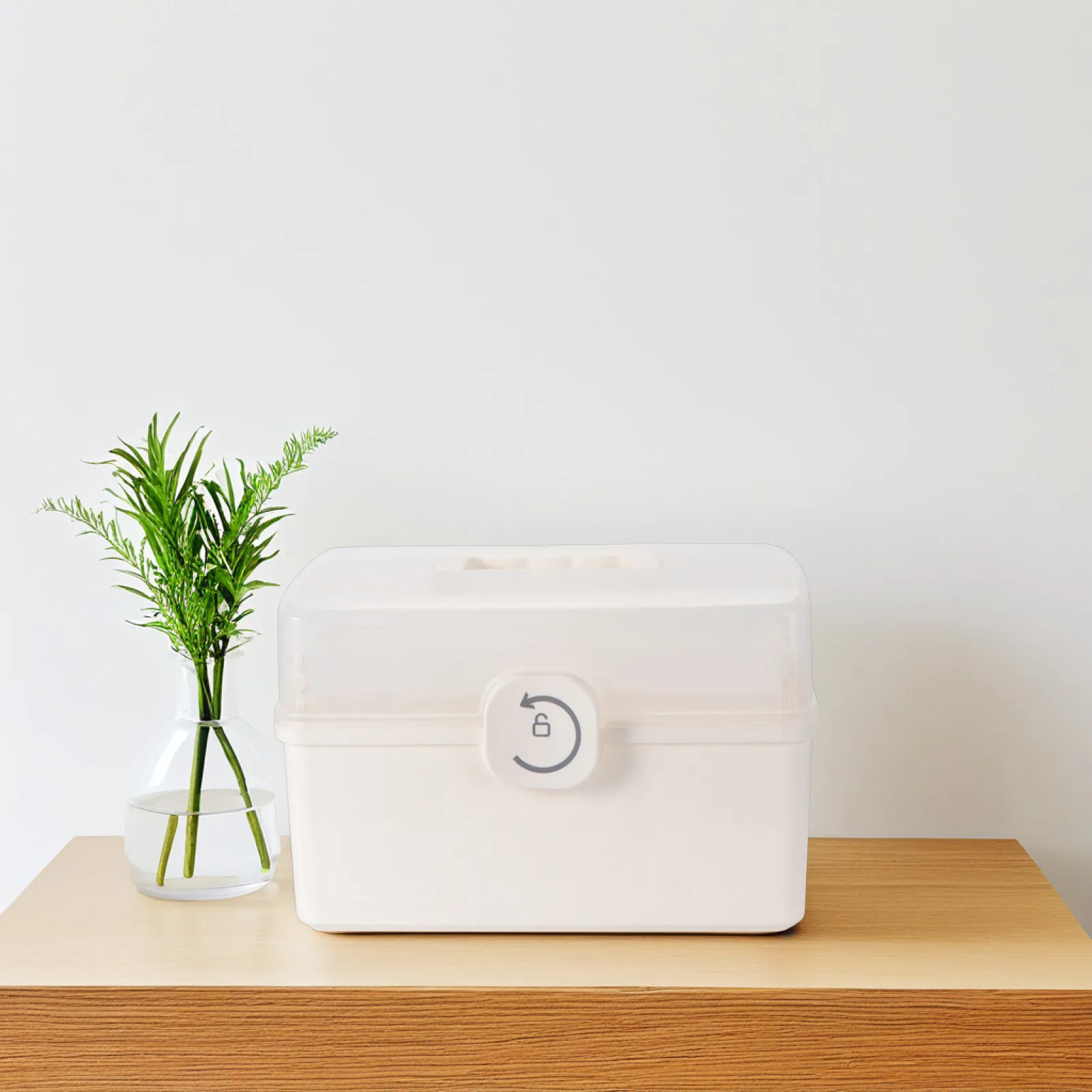 

Handheld Medicine Box Plastic Portable Storage Case Multi-Layer Compartment First-Aid Organizer Rotatable Buckle Moistureproof