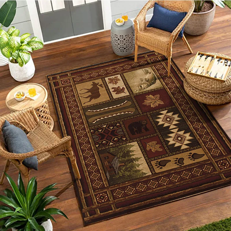 Nordic Retro Animals Living Room Rug American Country Bedroom Bedside Rug Hotel Floor Mat Living Room Decoration  Play Mats