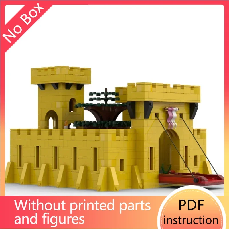 Clássico castelo amarelo tijolos fortaleza militar medieval stronghold cavaleiro arquitetura blocos moc tijolos modulares castelo keepChri