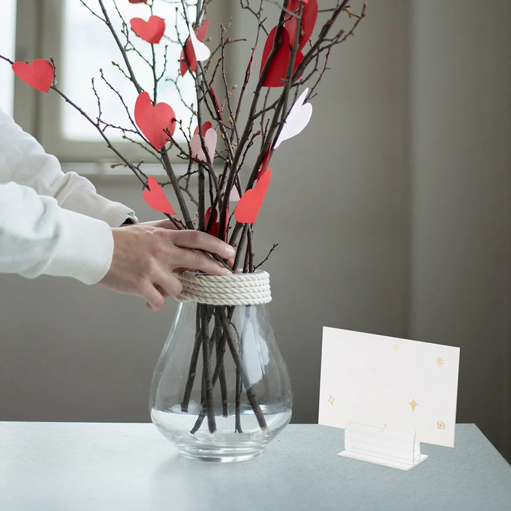 30 قطعة علامة بولي كلوريد الفينيل الصغيرة علامة أكريليك واضحة لمكتب لوحة المشبك منضدية بطاقة التسمية عرض الصور قاعدة ذاتية اللصق حامل دائم #5