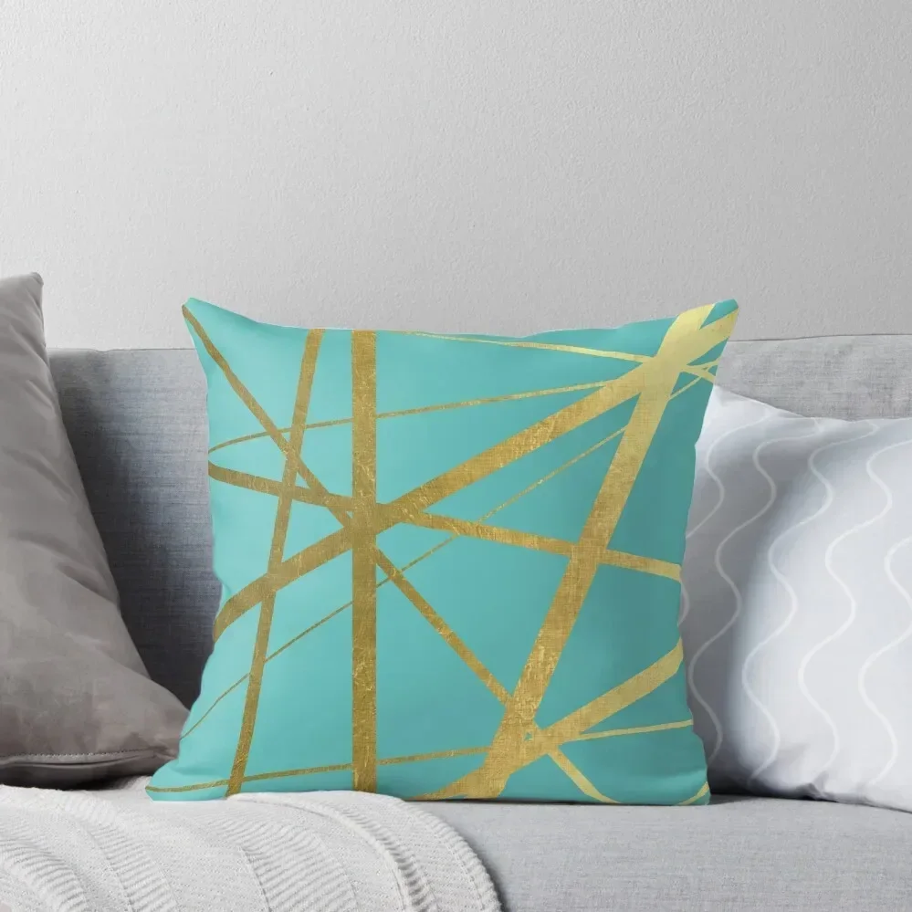 

Turquoise and Gold Geometric Luxe Throw Pillow Cushions For Sofa Decorative Cushion pillow