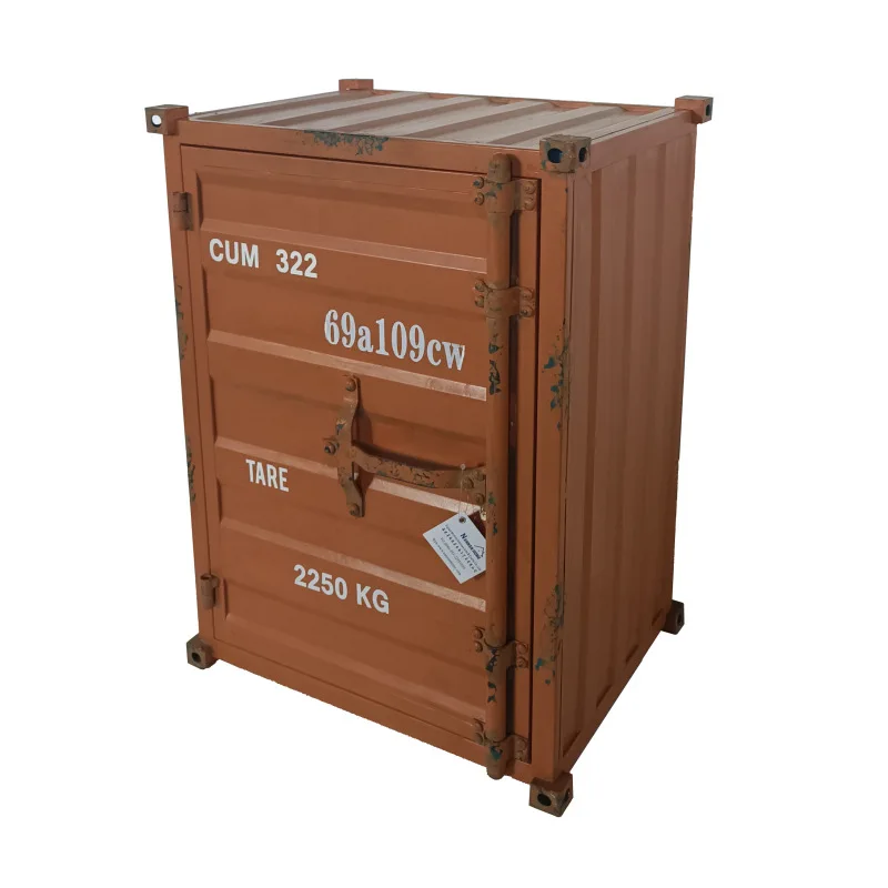 

Industrial style container retro old storage cabinet, printing American bedside creative locker, bunk bedside cabinet