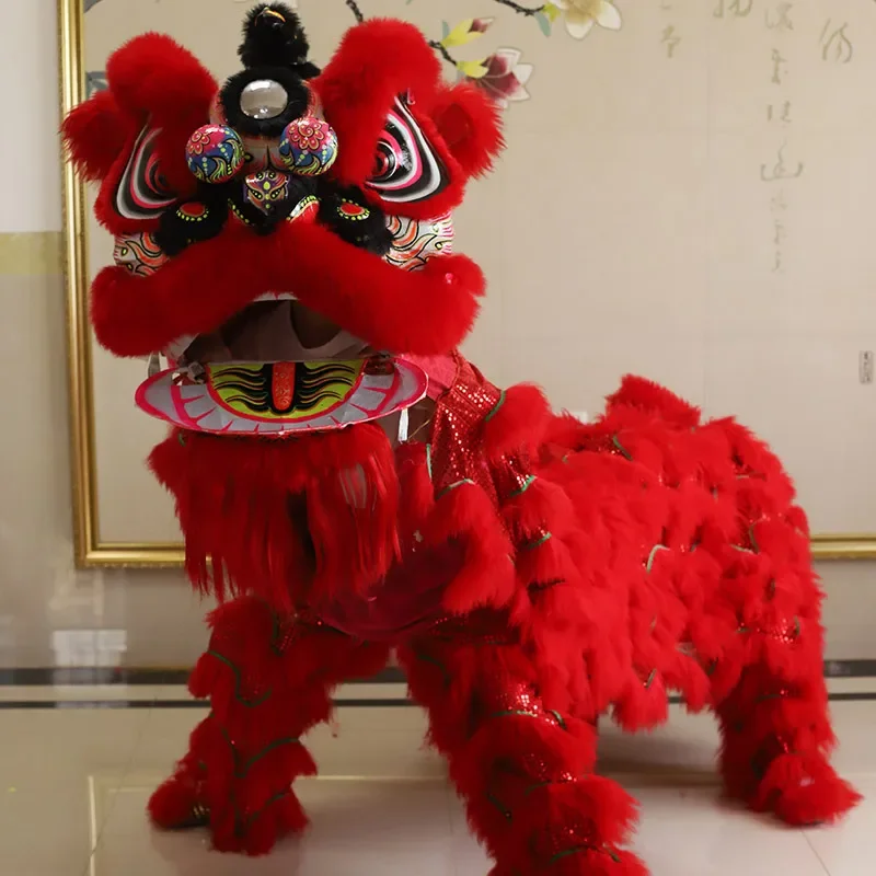 Red Handmade Lion Dance Costume Adult Buddha Crane Costume Prop Single or Double Wool