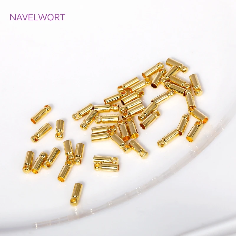 18K Gold Plated Brass End Tip Cap Findings Tassel Leather Cord End Cap For Jewelry Making Supplies DIY Bracelet Accessories