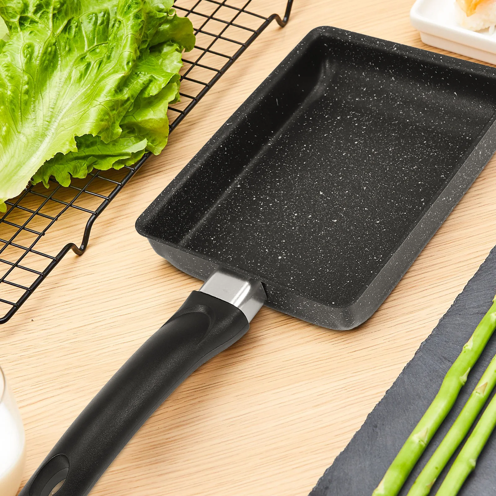 

Non-Stick Frying Pan Square Shape Mini Portable Cutlery Heat Evenly Easy Clean Home Outdoor Camping Cooking Supply