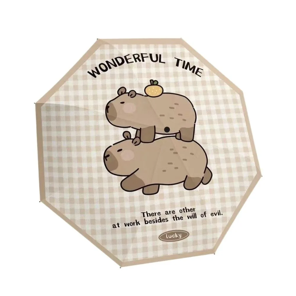 

Автоматический зонт Capybara с буквенным принтом, легкий анти-УФ-капибара, солнцезащитный зонт, мини-зонтик от солнца