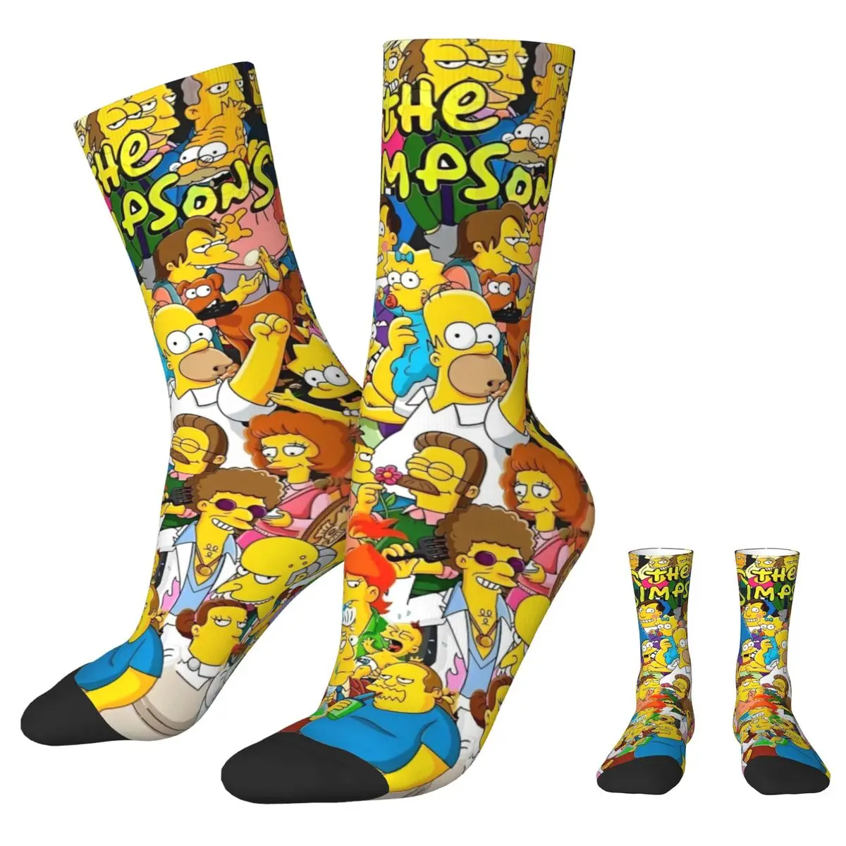 The S-Simpsons Stockings Design Funny Socks Spring Anti Bacterial Socks Adults Men Climbing Comfortable Socks