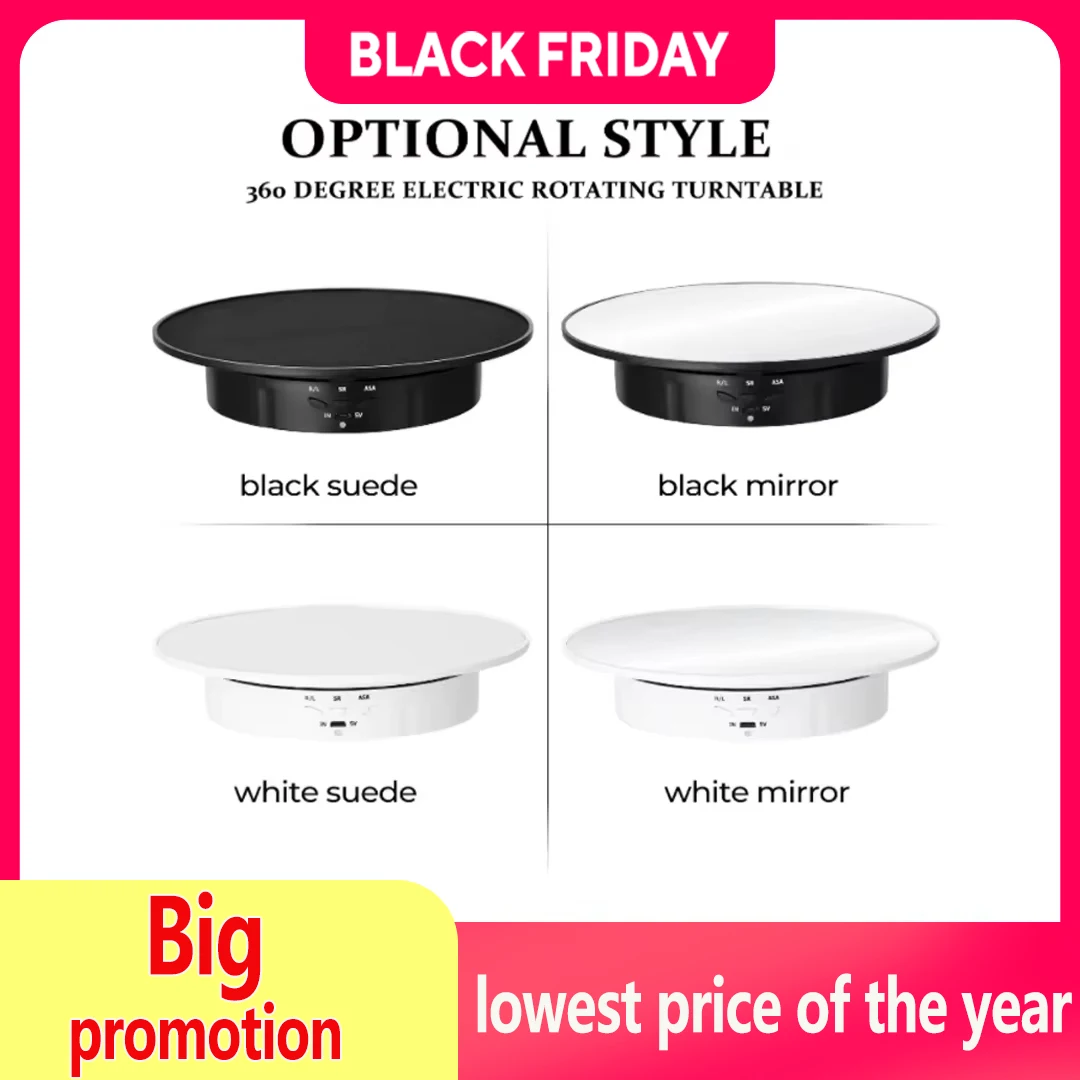 7.87 inch for Video Shooting Show Turntable, 3 Rotating Speed Photography Show 360 Electric Rotary Products, Christmas Gifts