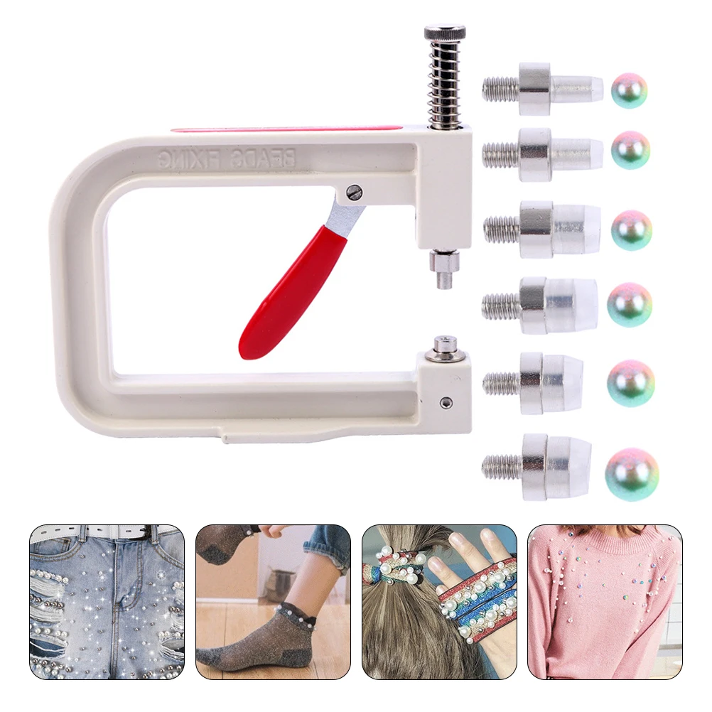 1 set Beading Machine Kit Pearl Setting Hand Press Pinch Tool Metal Plastic Fixing Rivet Jewelry Making Accessories Costume