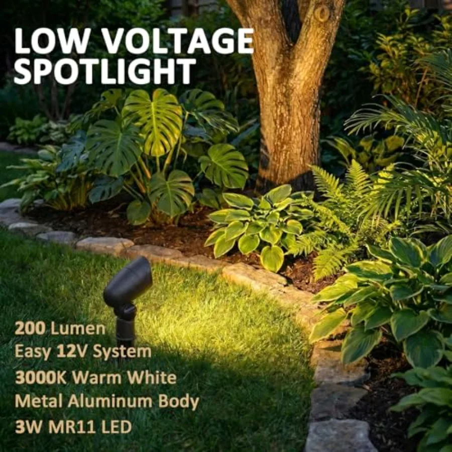 Low Voltage Spotlights 2PK 3W LED Floodlights 12V AC Outdoor Spot Lights 200 Lumens Landscape Lighting 3000K with Replacement B