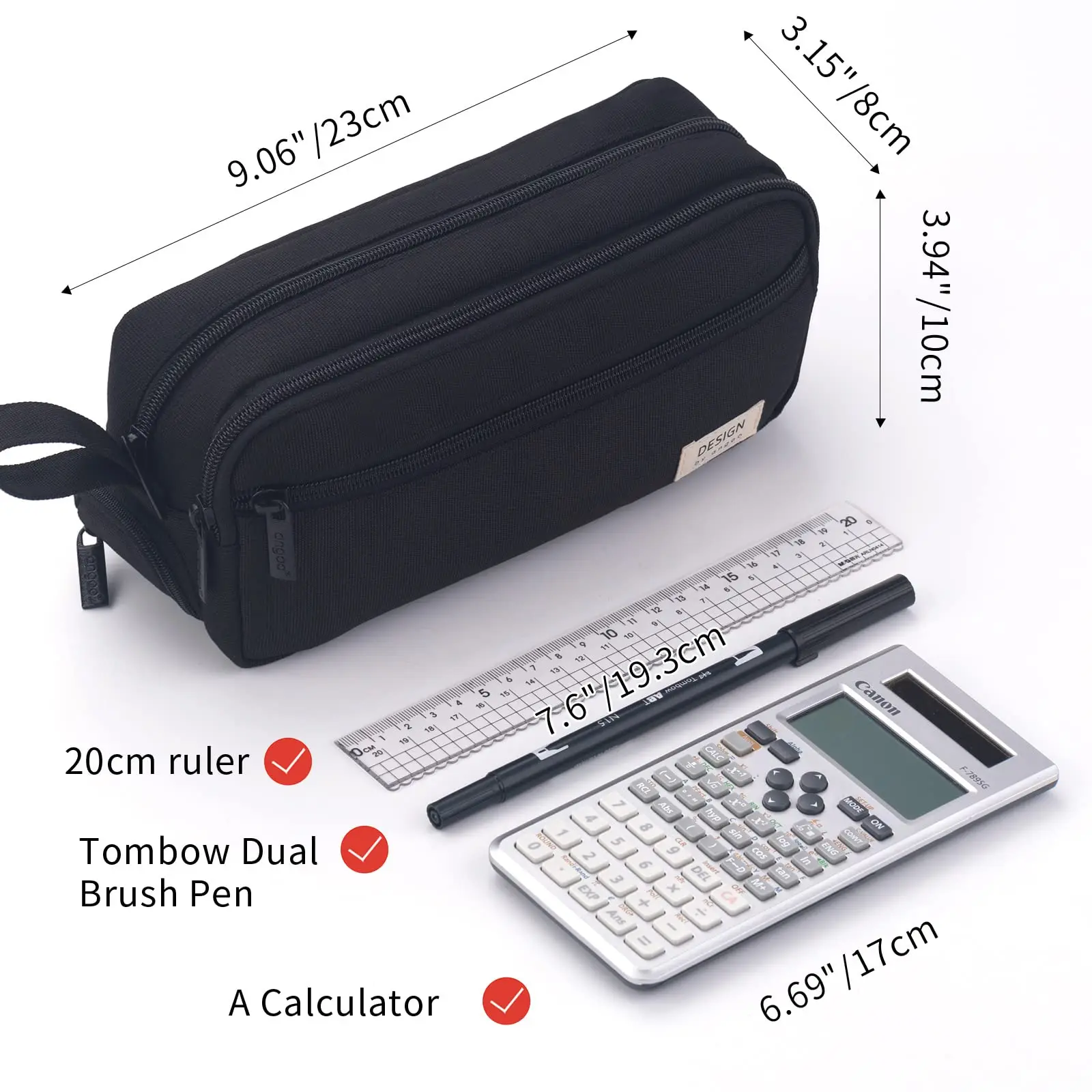 Large Capacity Multi-Functional Pencil Case Three-Layer Stationery Box for Elementary School Students Storage Bag Cross-Border